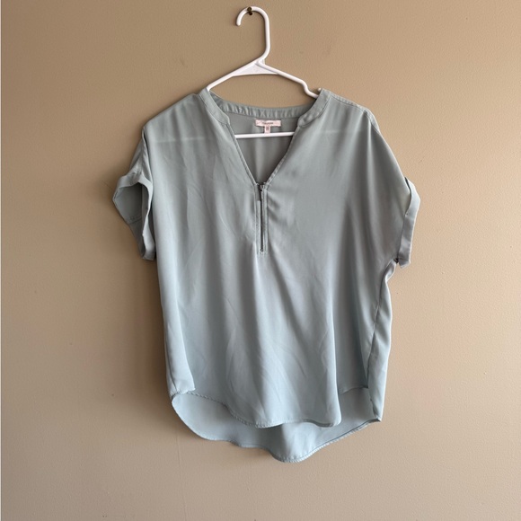 Maurices Blue Blouse with Relaxed Fit and Zipper - Picture 2 of 7